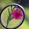 Pink Carnation And Green Fern Necklace