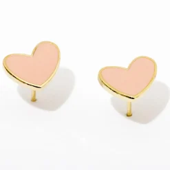 Pink Heart Post Earrings