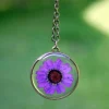 Purple Daisy Necklace Antique Bronze