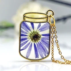 Purple Flower Jar Necklace