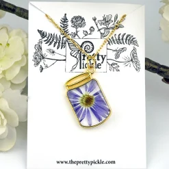 Purple Flower Jar Necklace