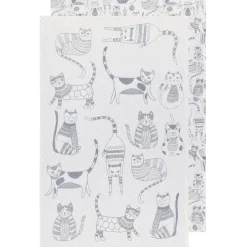 Purr Party London Grey Floursack Tea Towels Set Of 2