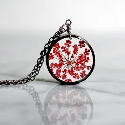 Red Queen Anne's Lace Necklace