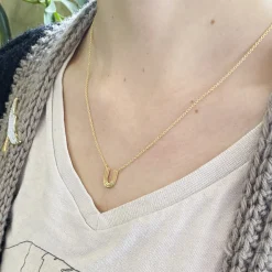 Ridged Arc Necklace 14K Gold Vermeil