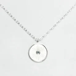 Rimmed Medallion Necklace With London Blue Topaz Sterling Silver