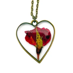 Rose Heart Necklace Antique Bronze