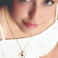 Rose Heart Necklace Antique Bronze