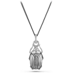Scarab Beetle Necklace Silver