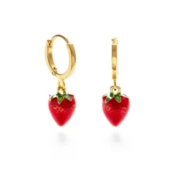Strawberry Huggie Hoops
