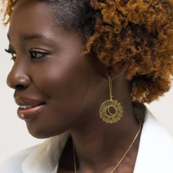 Sun And Moon Earrings Gold