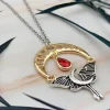 Teardrop Moon Phase Necklace Red
