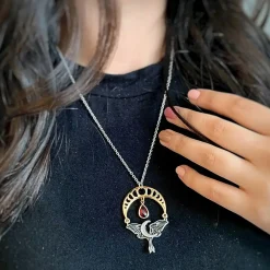Teardrop Moon Phase Necklace Red
