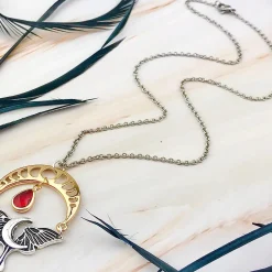Teardrop Moon Phase Necklace Red