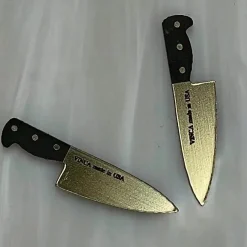 Tiny Chef's Knife Earrings Gold/Black