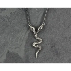 Two-Headed Snake Necklace Silver