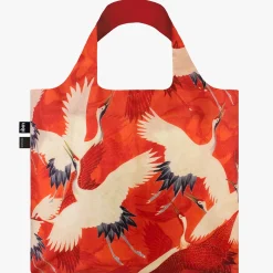 White And Red Cranes Recycled Tote Bag