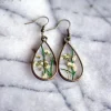White Flower Pendant Earrings