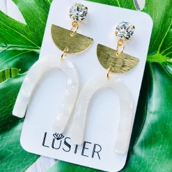 White U-Drop Lightweight Statement Earrings