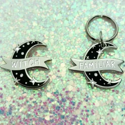 Witch & Familiar Enamel Pin + Pet Collar Charm