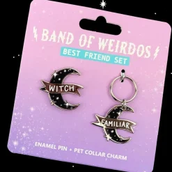 Witch & Familiar Enamel Pin + Pet Collar Charm