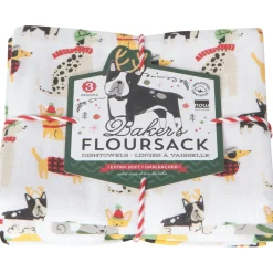Yule Dogs Floursack Tea Towels Set Of 3